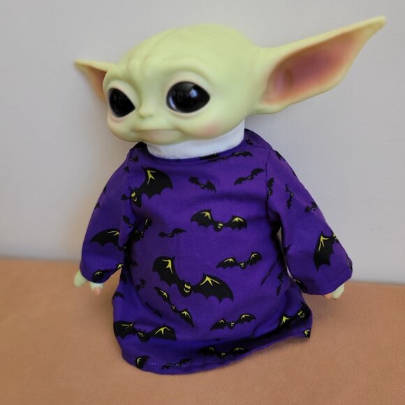 Spooky Bats 2pc Halloween Outfit/scarf set for 11" Mattel Child Grogu Yoda dolls - Picture 6 of 7